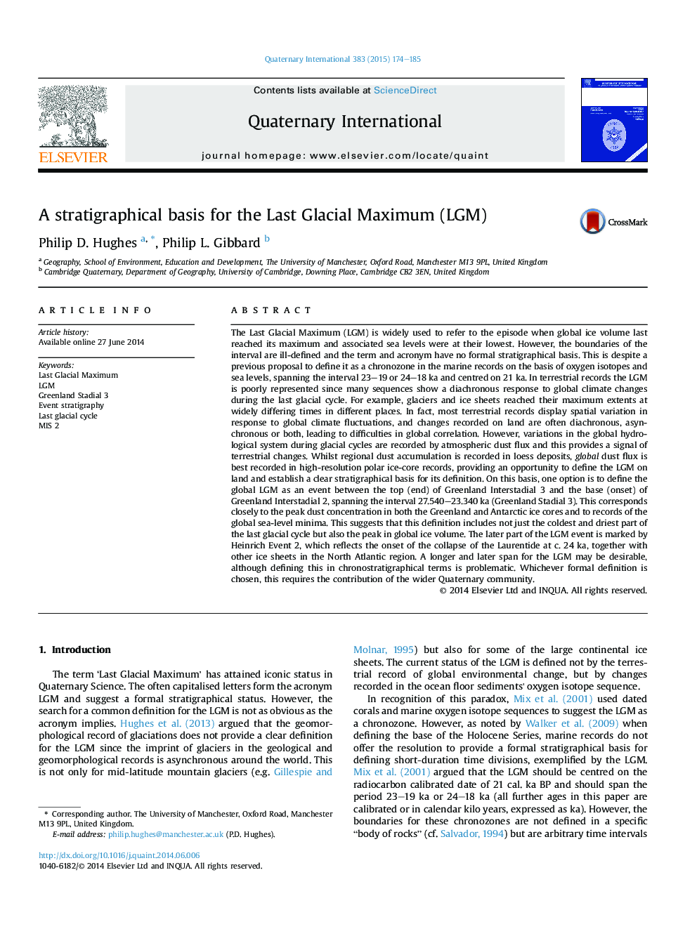 A stratigraphical basis for the Last Glacial Maximum (LGM)