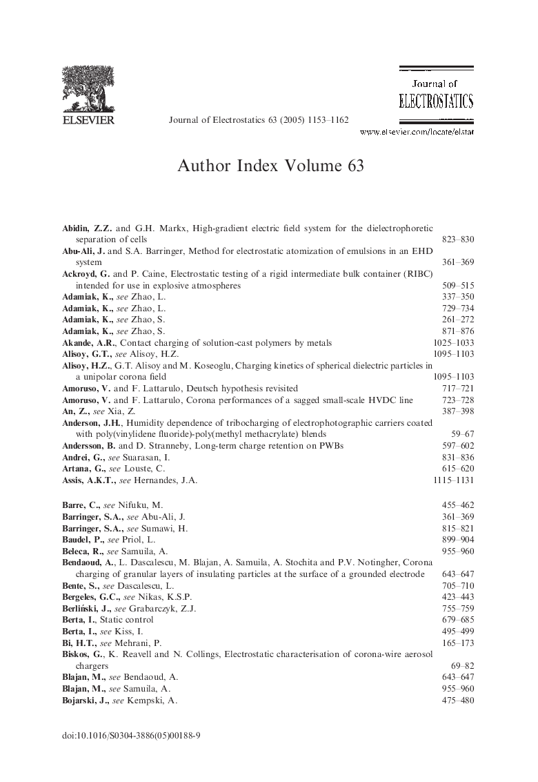 Author Index Volume