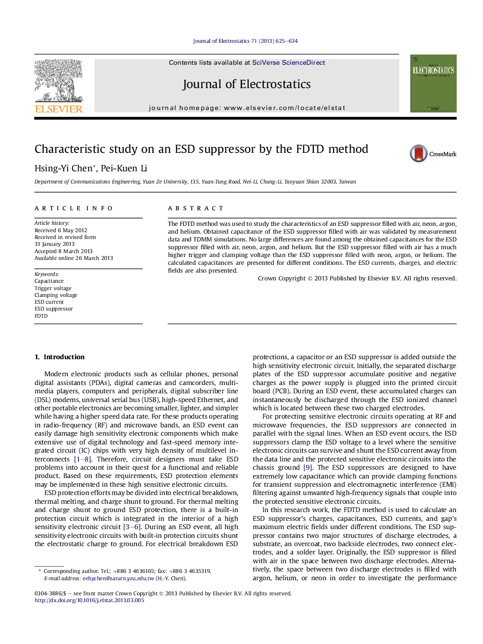 Characteristic study on an ESD suppressor by the FDTD method