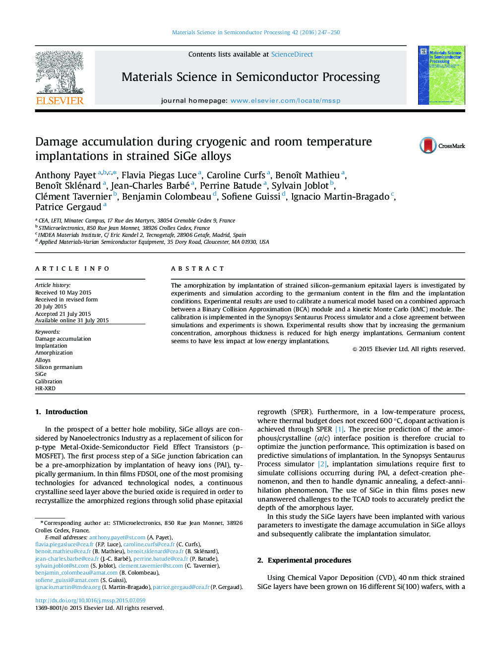 Damage accumulation during cryogenic and room temperature implantations in strained SiGe alloys