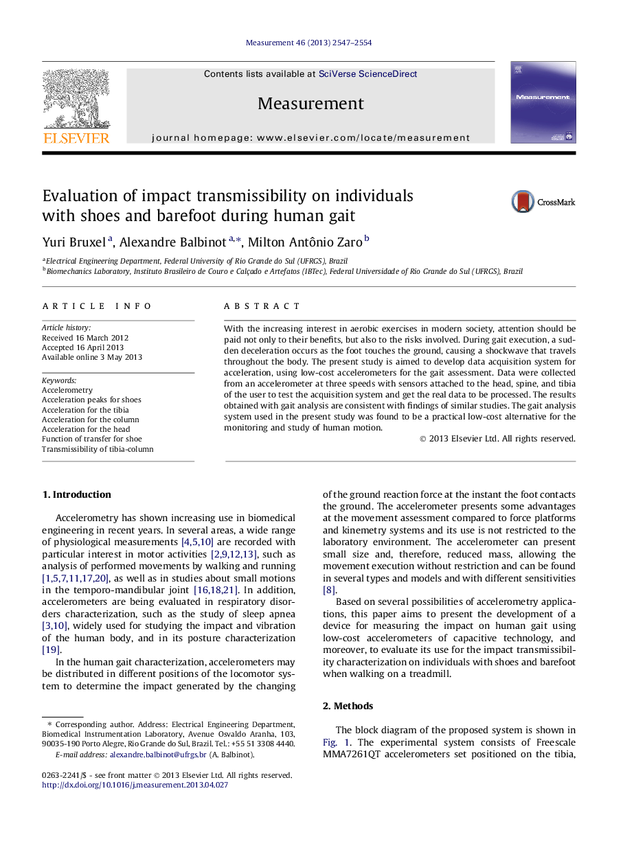 Evaluation of impact transmissibility on individuals with shoes and barefoot during human gait