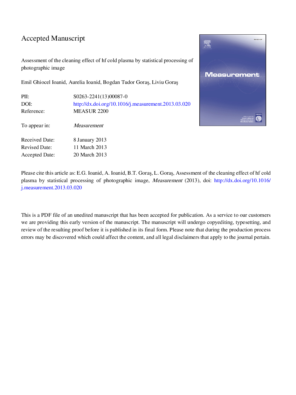 Assessment of the cleaning effect of HF cold plasma by statistical processing of photographic image