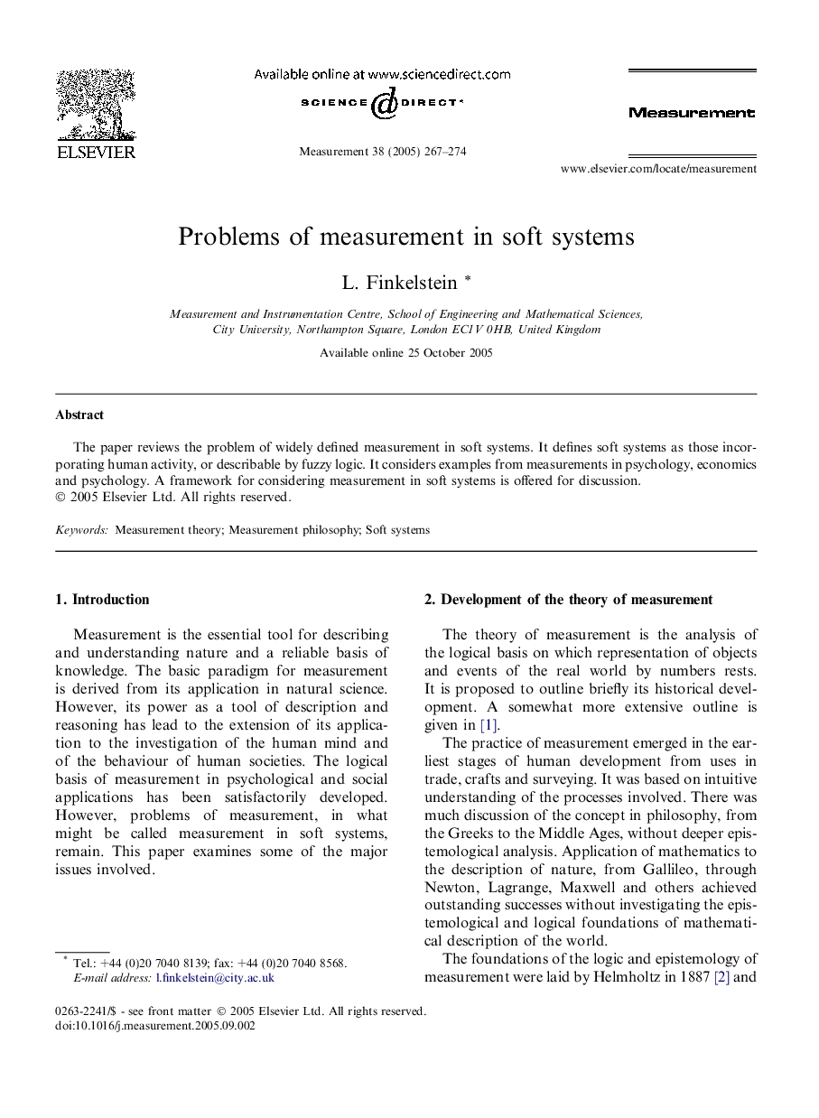 Problems of measurement in soft systems