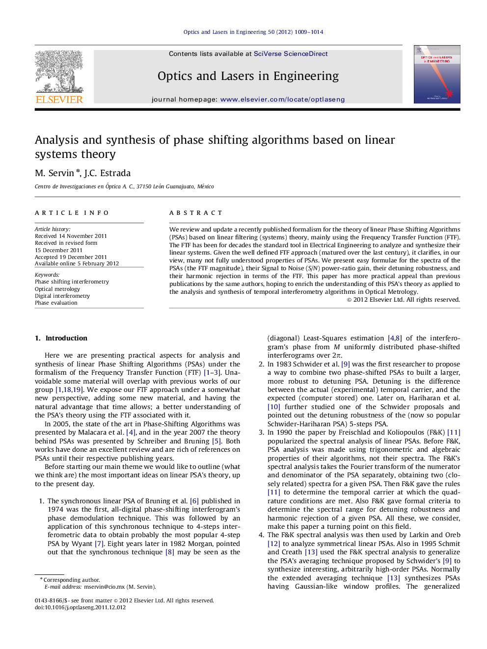 Analysis and synthesis of phase shifting algorithms based on linear systems theory