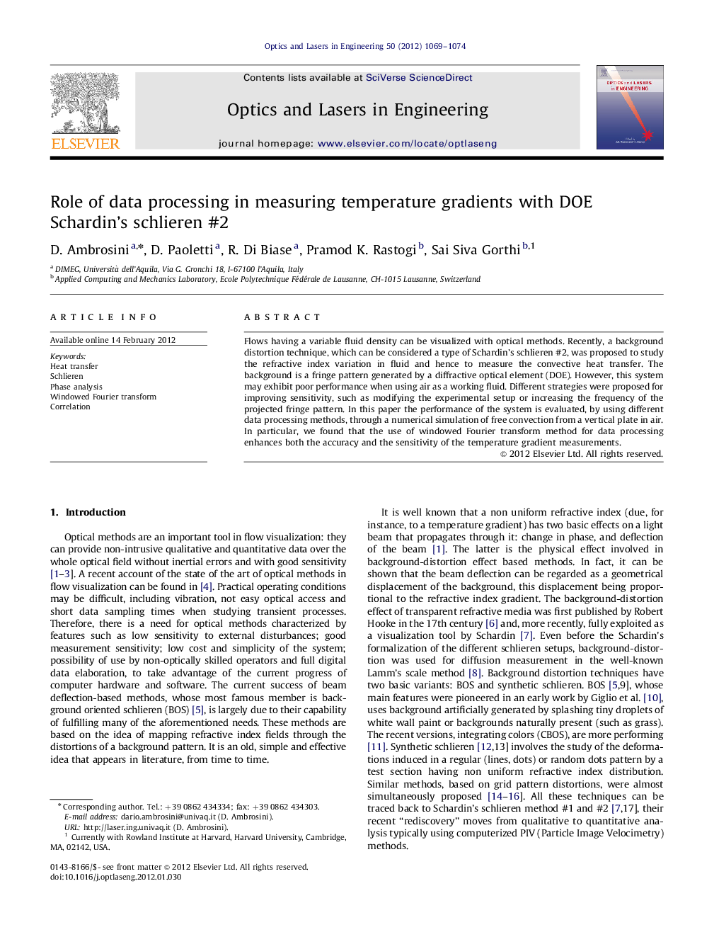 Role of data processing in measuring temperature gradients with DOE Schardin's schlieren #2