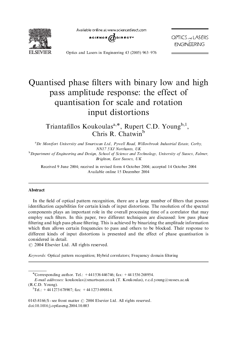 Quantised phase filters with binary low and high pass amplitude response: the effect of quantisation for scale and rotation input distortions