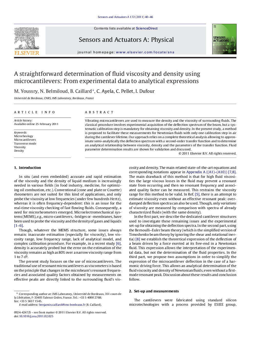 A straightforward determination of fluid viscosity and density using microcantilevers: From experimental data to analytical expressions