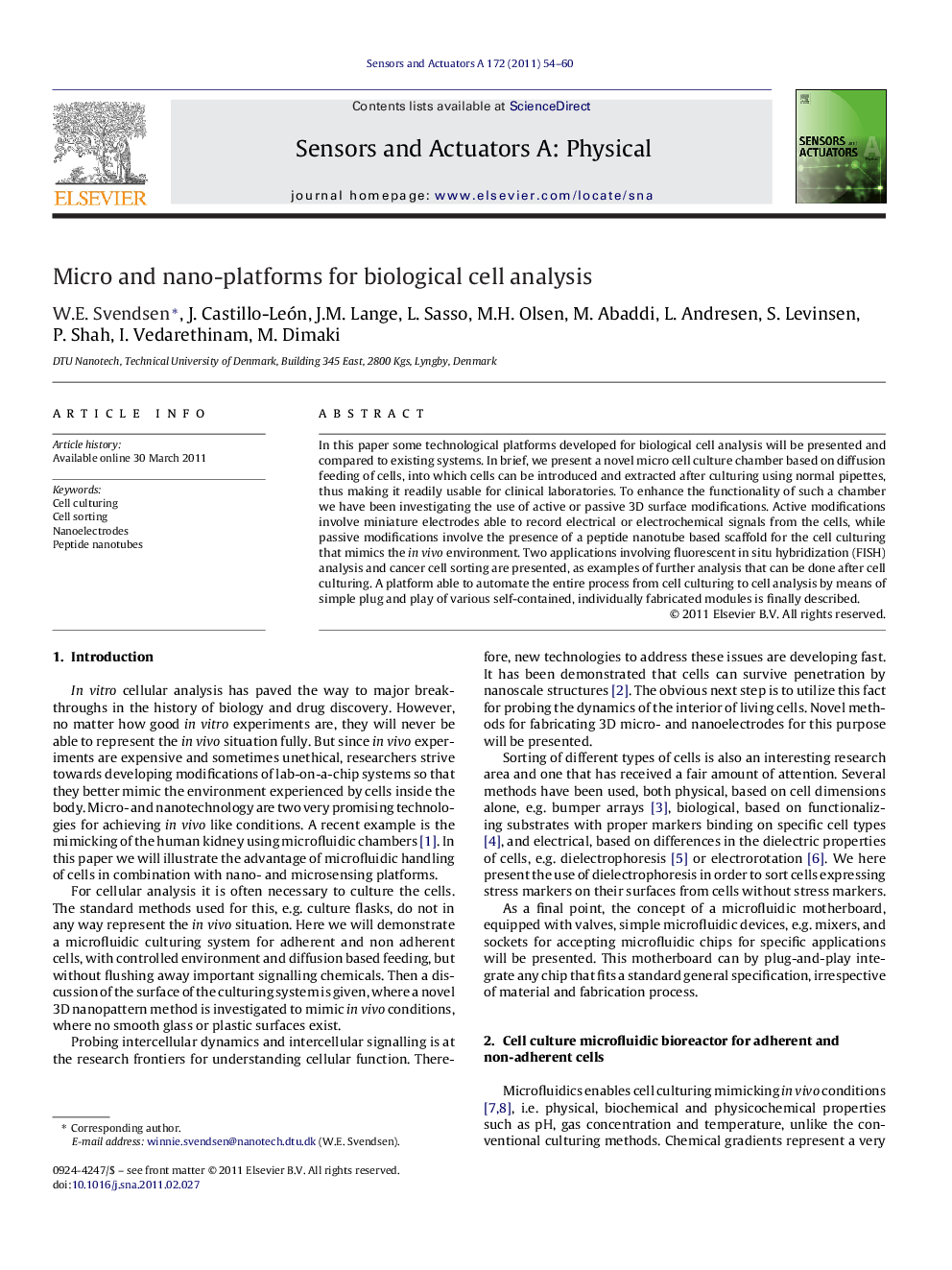 Micro and nano-platforms for biological cell analysis