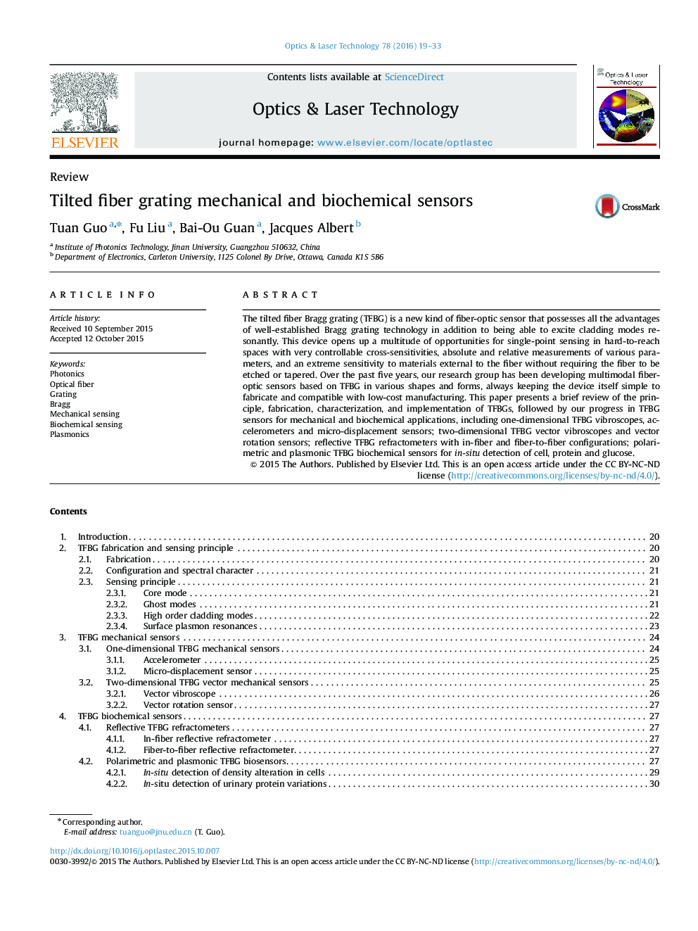 [INVITED] Tilted fiber grating mechanical and biochemical sensors