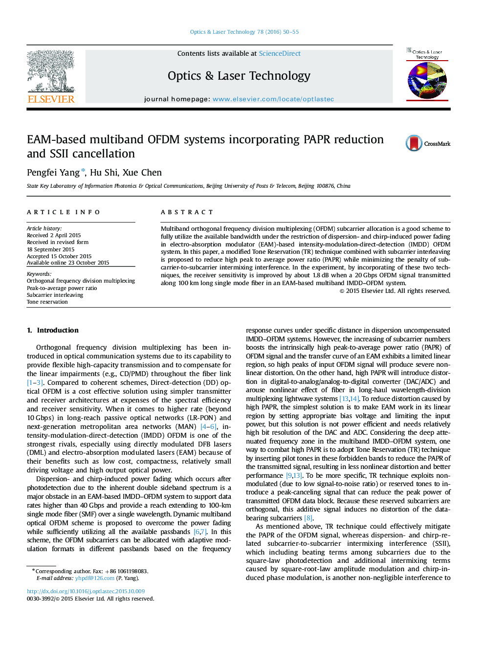 EAM-based multiband OFDM systems incorporating PAPR reduction and SSII cancellation