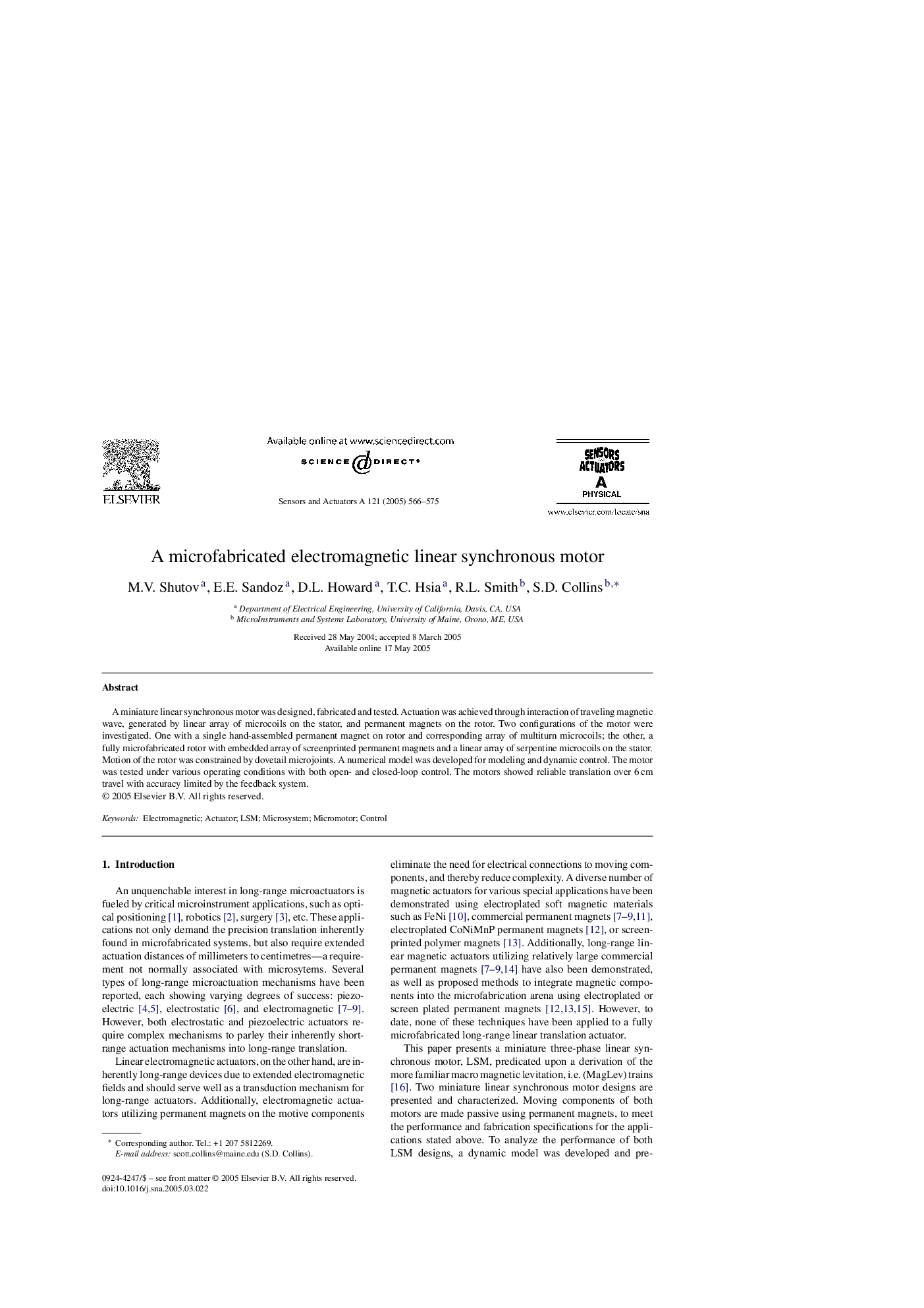 A microfabricated electromagnetic linear synchronous motor