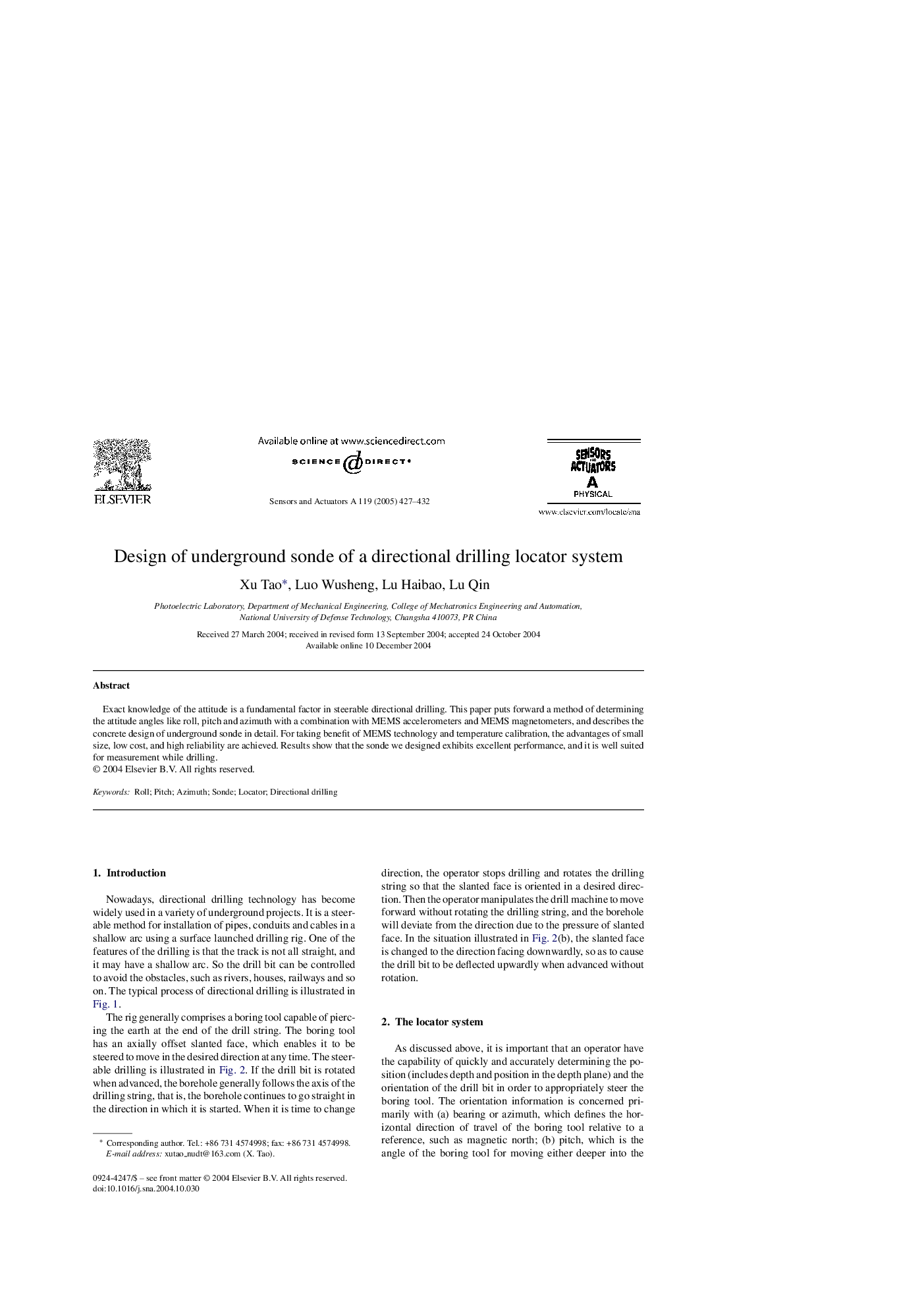 Design of underground sonde of a directional drilling locator system