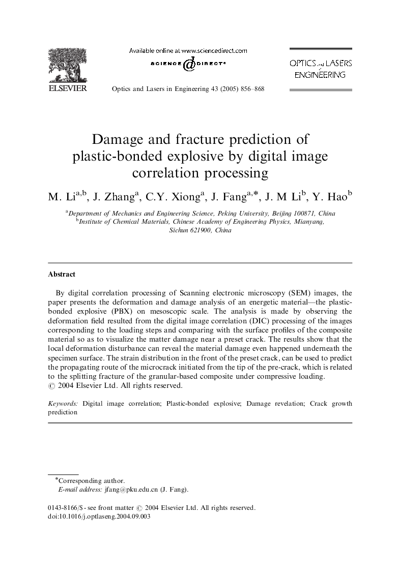 Damage and fracture prediction of plastic-bonded explosive by digital image correlation processing