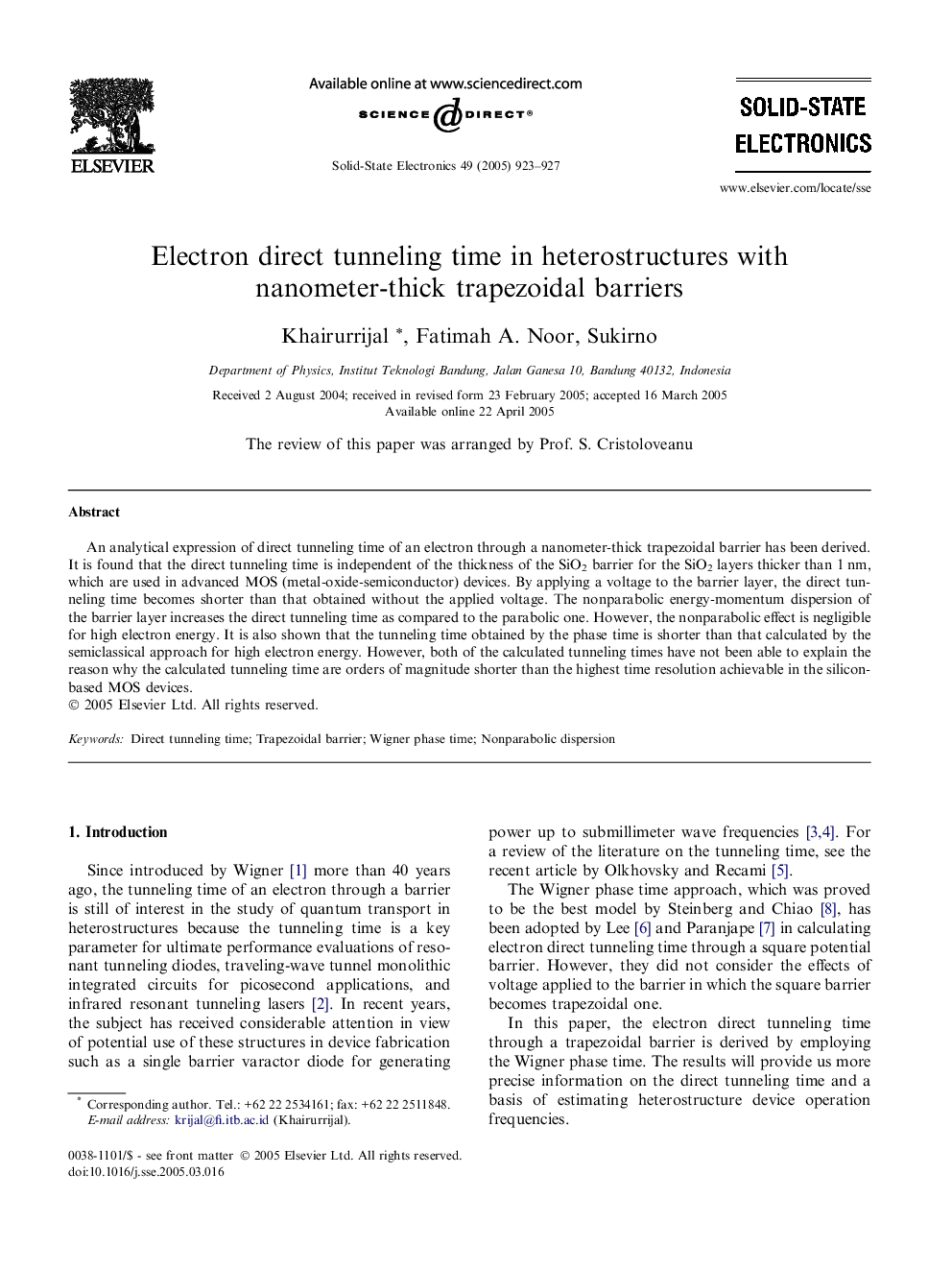 Electron direct tunneling time in heterostructures with nanometer-thick trapezoidal barriers