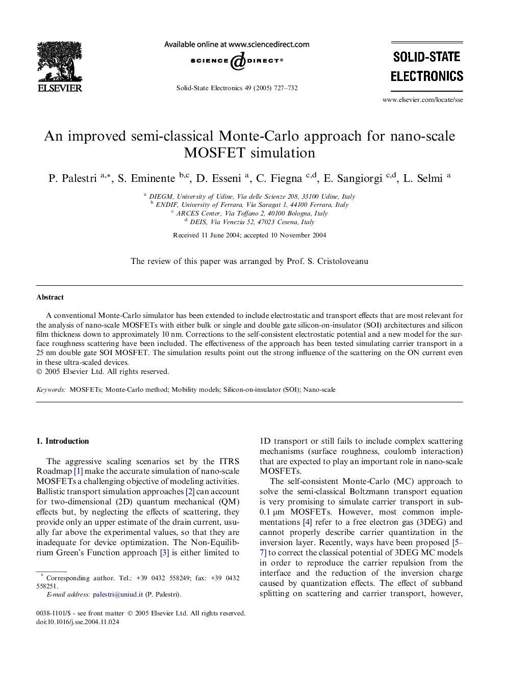 An improved semi-classical Monte-Carlo approach for nano-scale MOSFET simulation