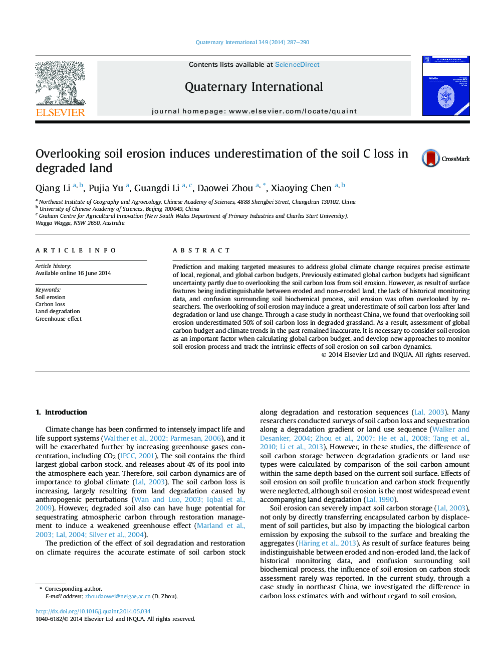 Overlooking soil erosion induces underestimation of the soil C loss in degraded land