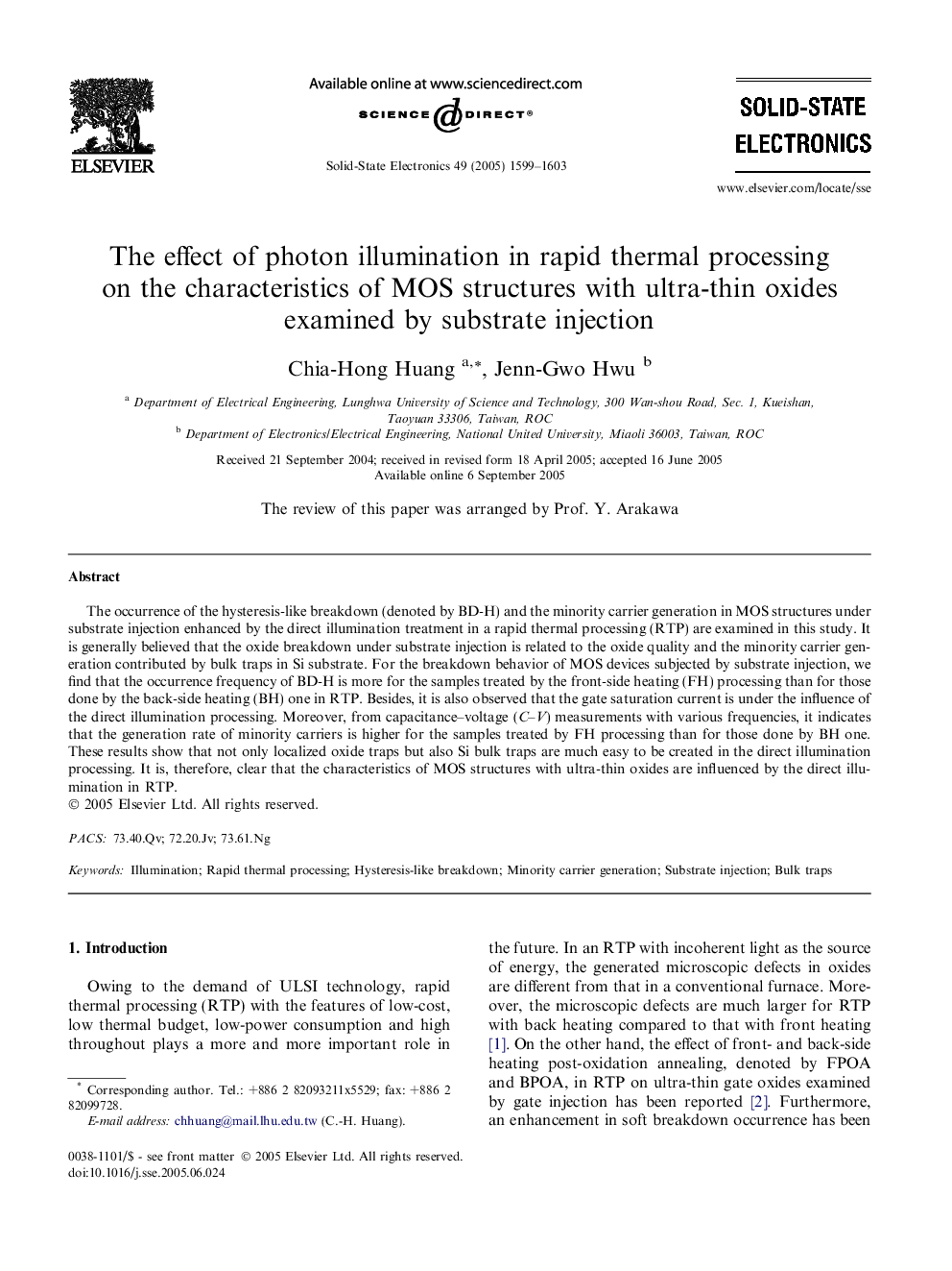 The effect of photon illumination in rapid thermal processing on the characteristics of MOS structures with ultra-thin oxides examined by substrate injection