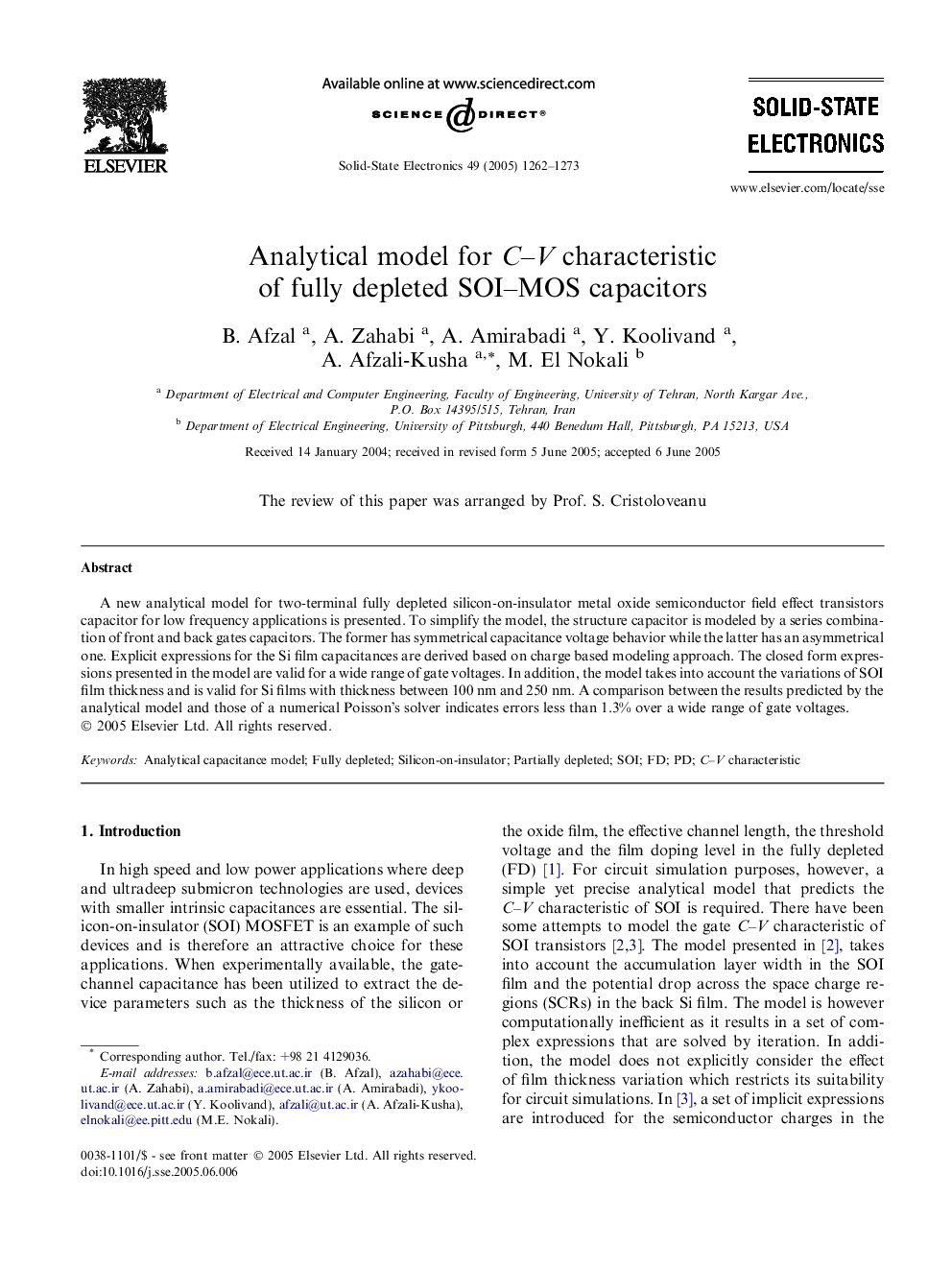 Analytical model for C-V characteristic of fully depleted SOI-MOS capacitors