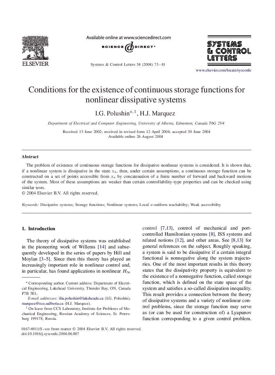 Conditions for the existence of continuous storage functions for nonlinear dissipative systems