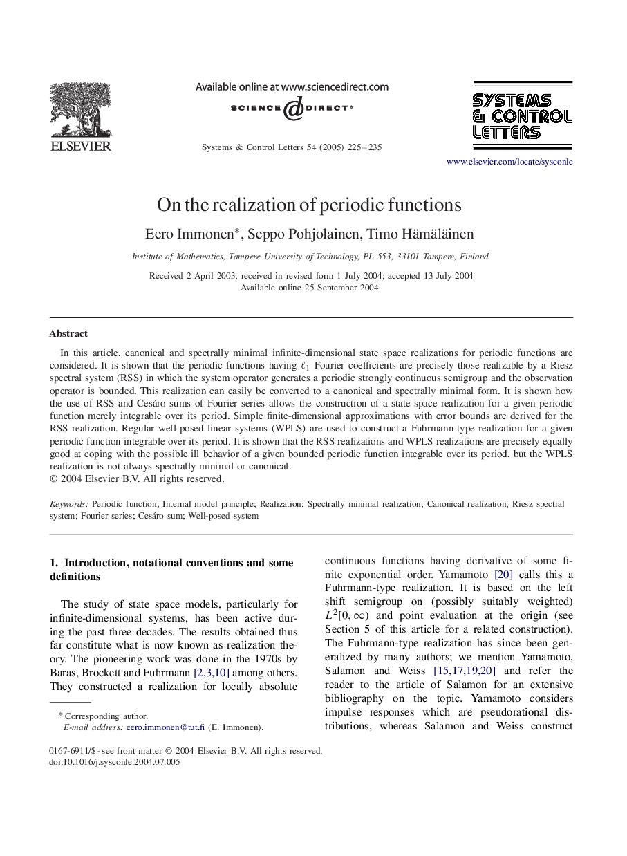 On the realization of periodic functions