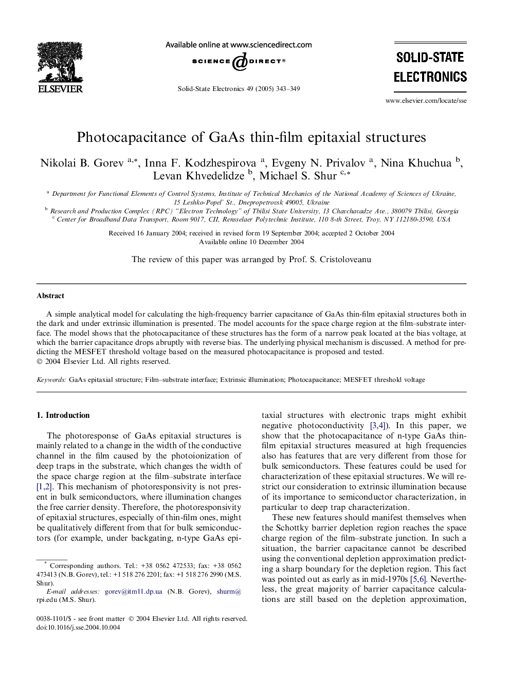 Photocapacitance of GaAs thin-film epitaxial structures