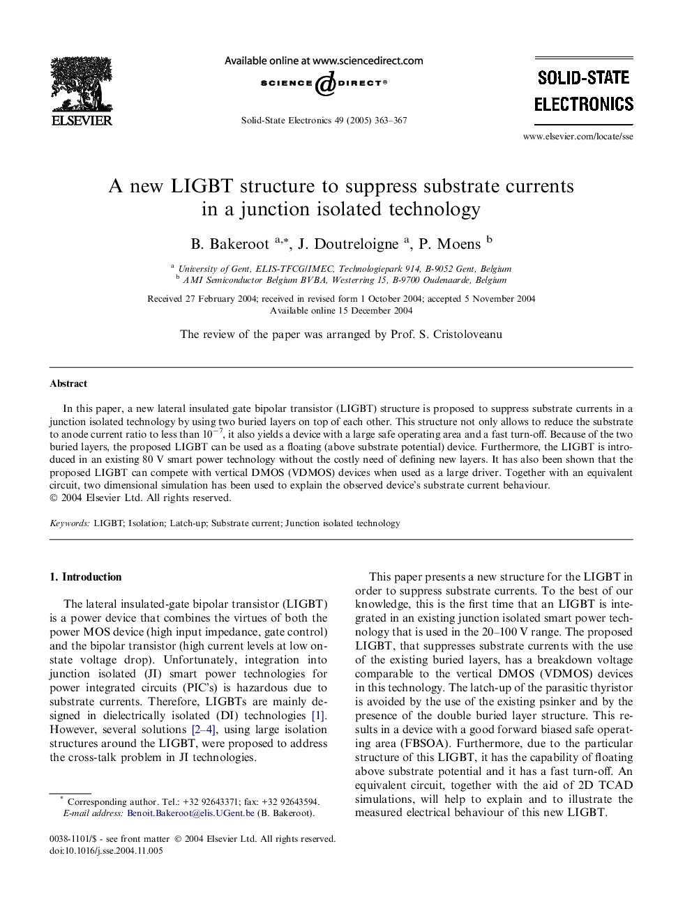 A new LIGBT structure to suppress substrate currents in a junction isolated technology