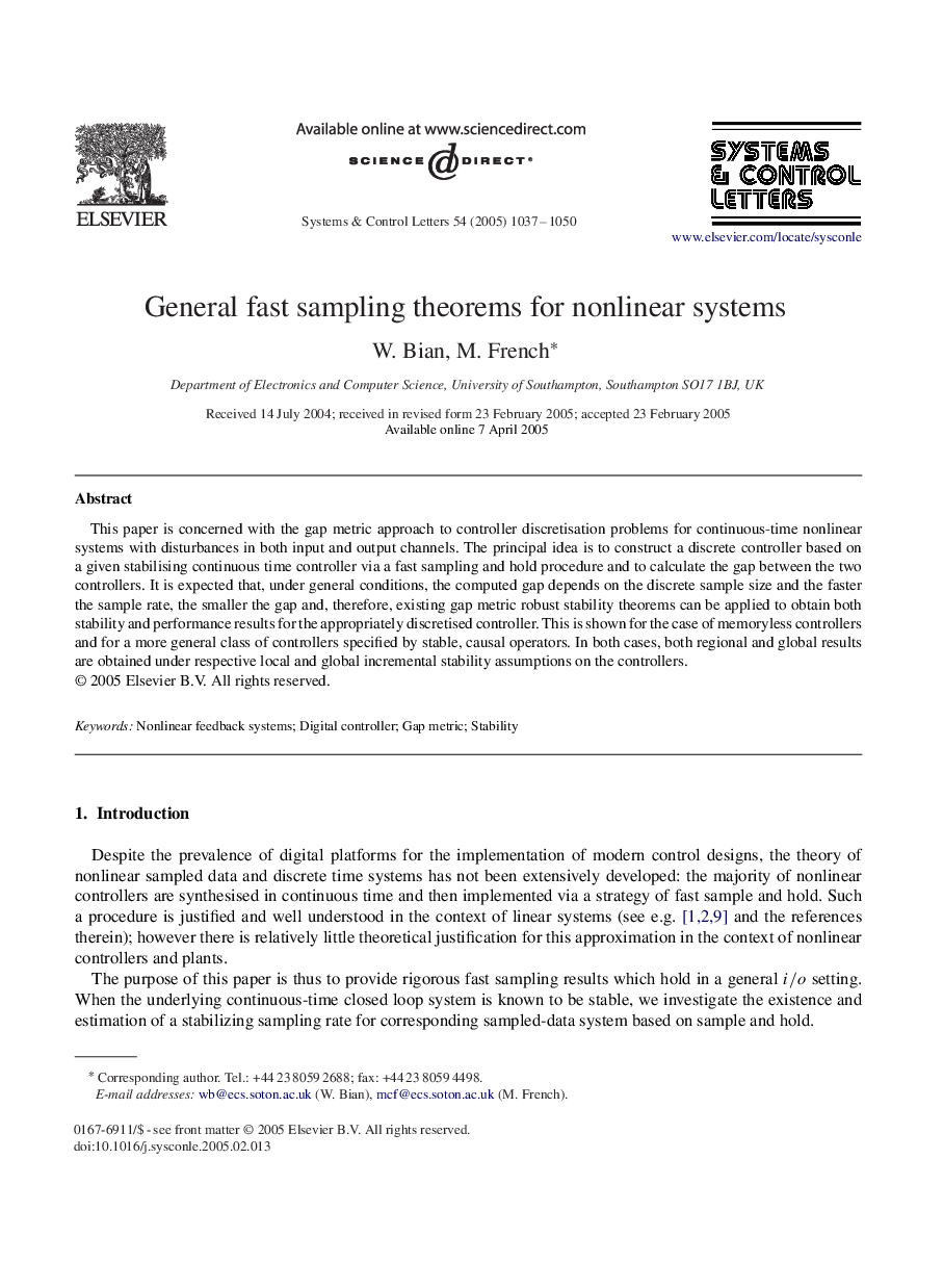 General fast sampling theorems for nonlinear systems