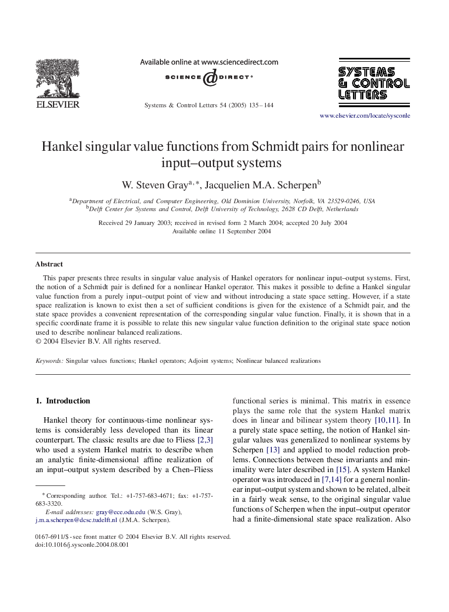 Hankel singular value functions from Schmidt pairs for nonlinear input-output systems