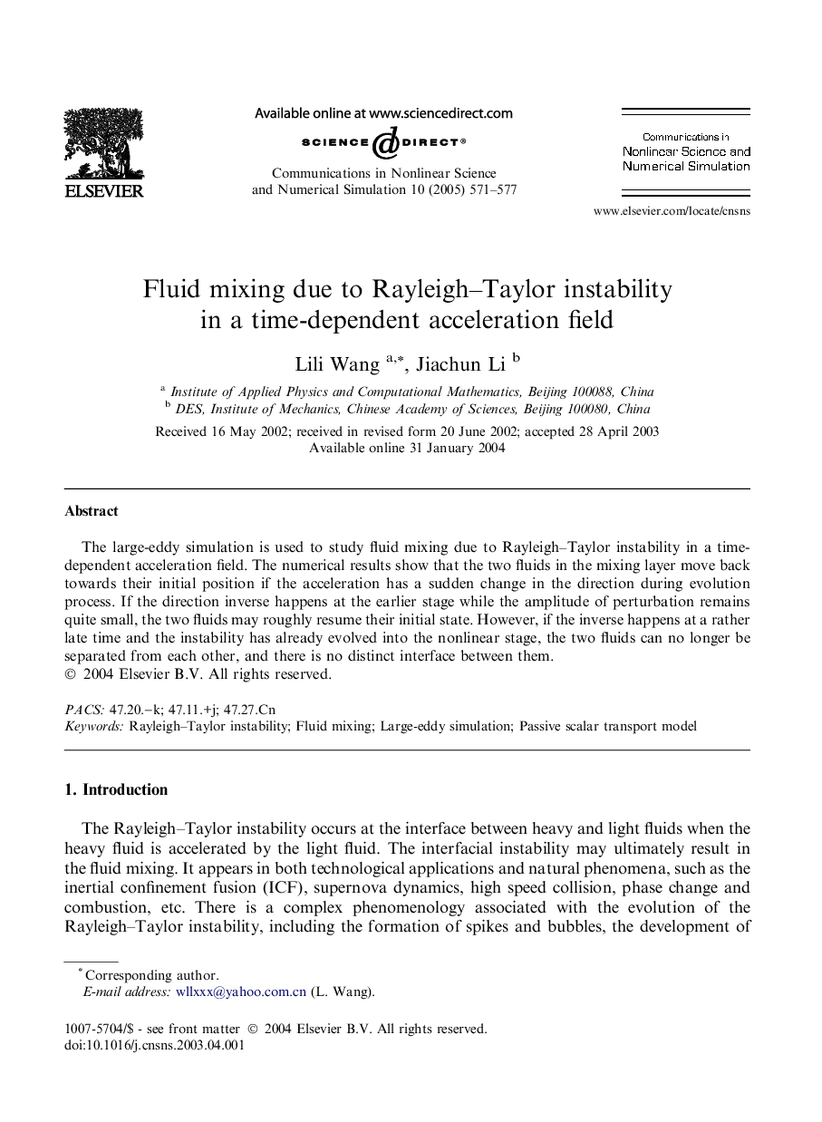 Fluid mixing due to Rayleigh-Taylor instability in a time-dependent acceleration field