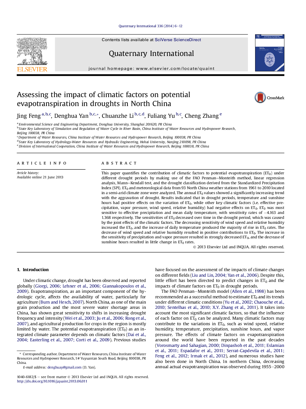 Assessing the impact of climatic factors on potential evapotranspiration in droughts in North China