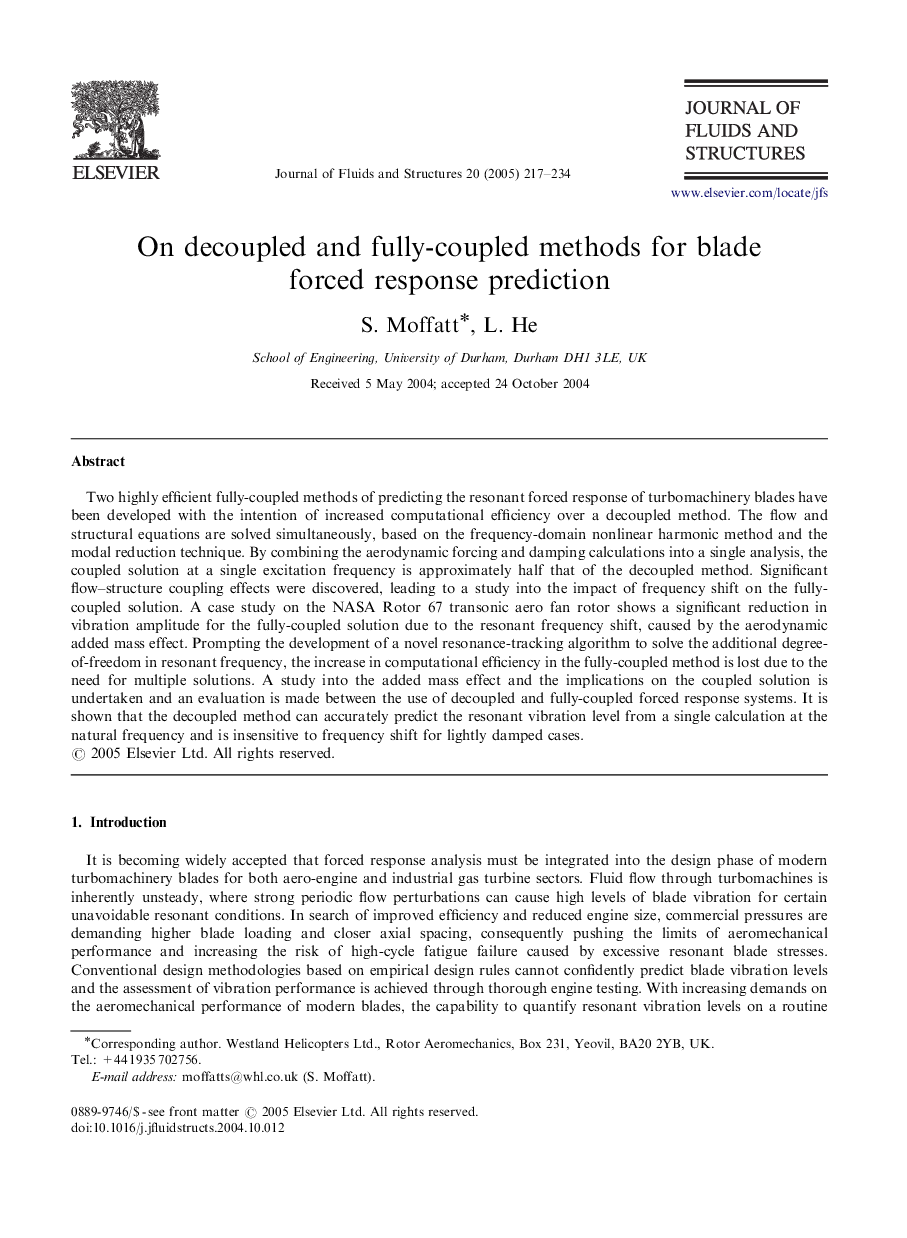 On decoupled and fully-coupled methods for blade forced response prediction