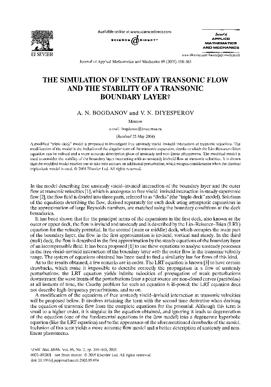 The simulation of unsteady transonic flow and the stability of a transonic boundary layer