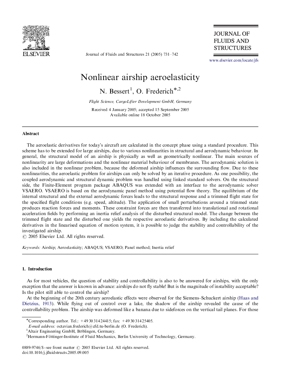 Nonlinear airship aeroelasticity