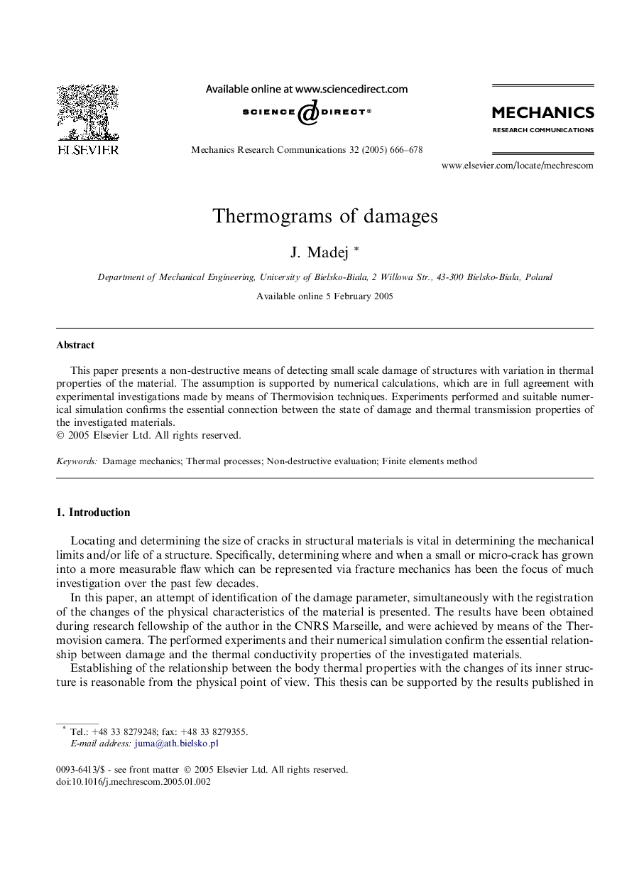 Thermograms of damages