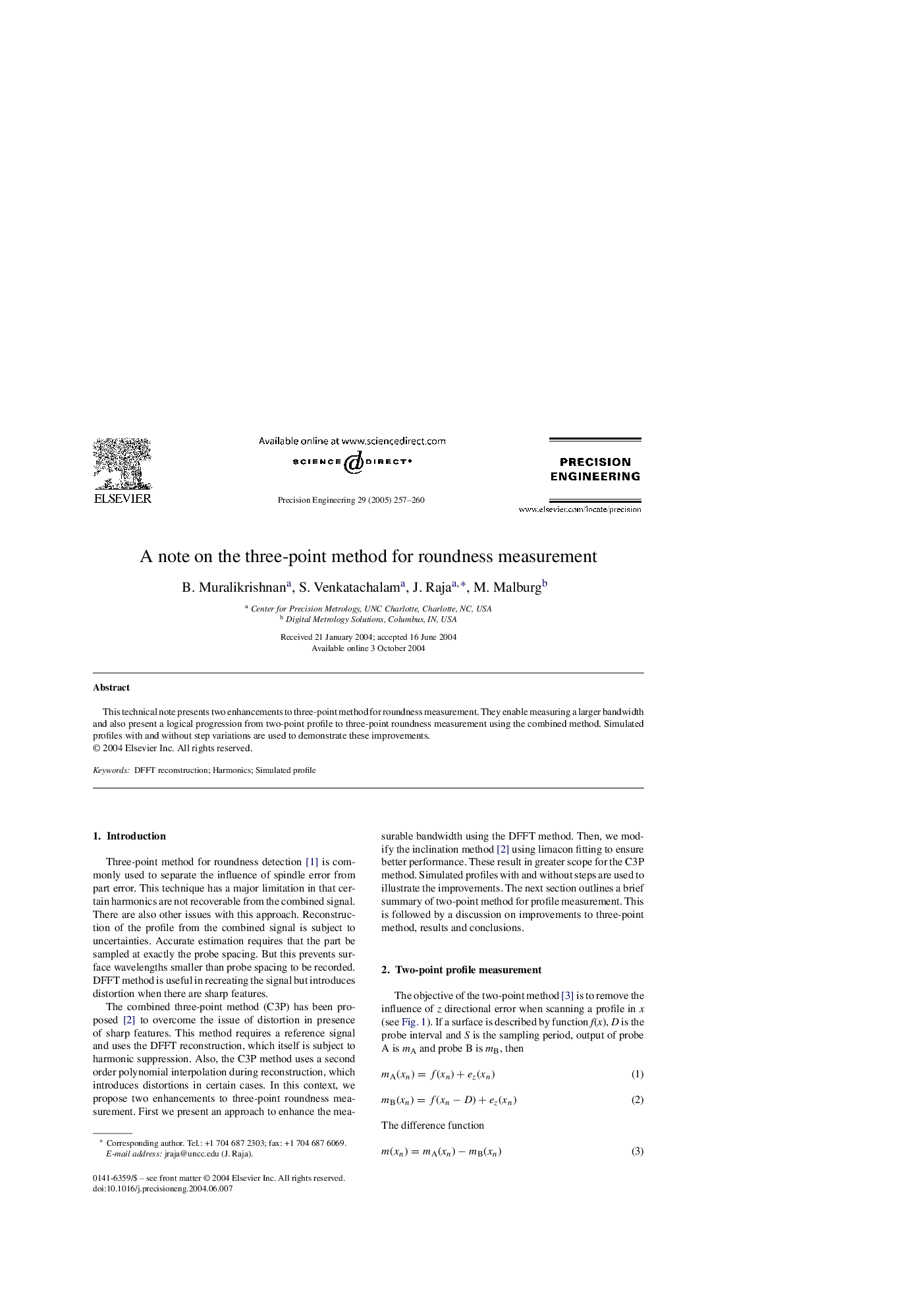 A note on the three-point method for roundness measurement