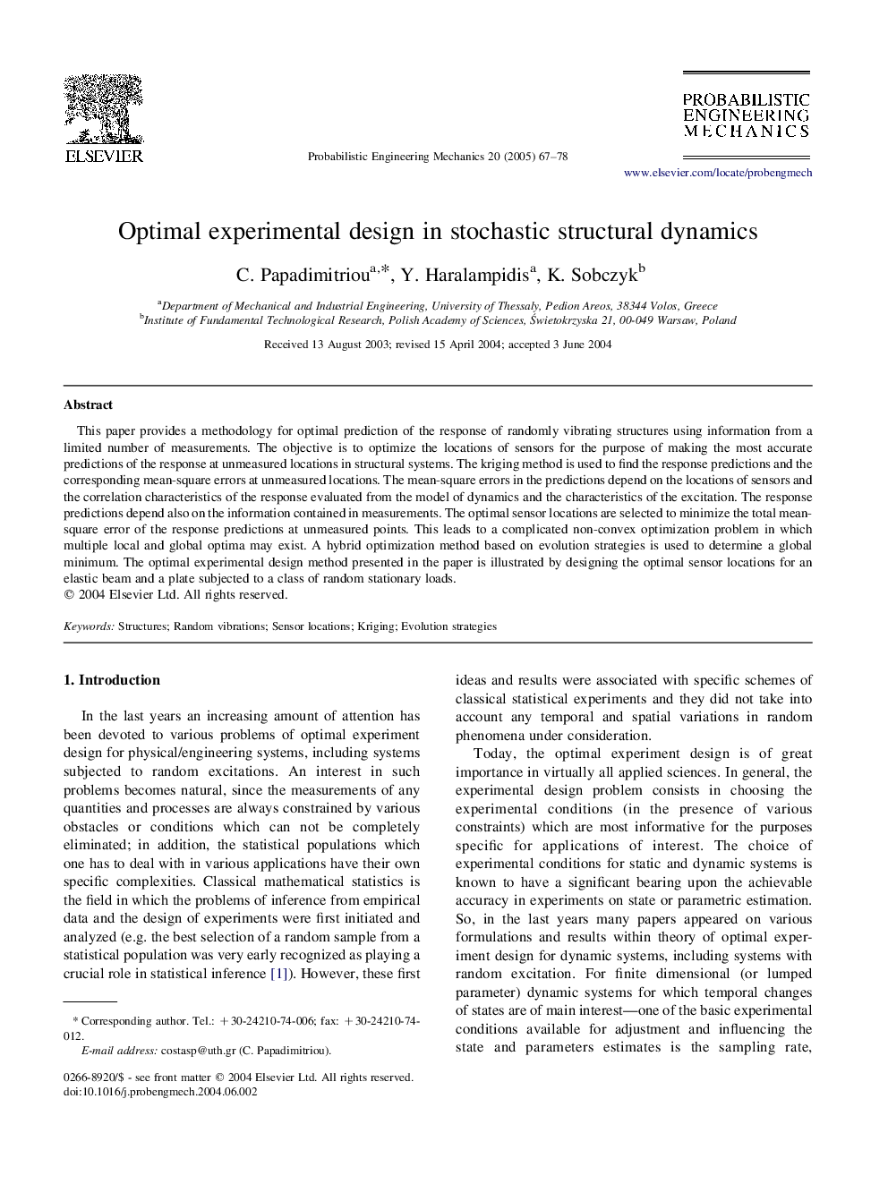 Optimal experimental design in stochastic structural dynamics