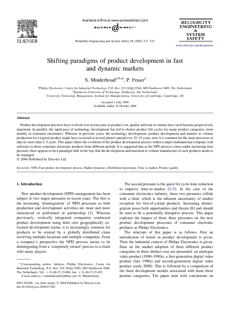 Shifting paradigms of product development in fast and dynamic markets