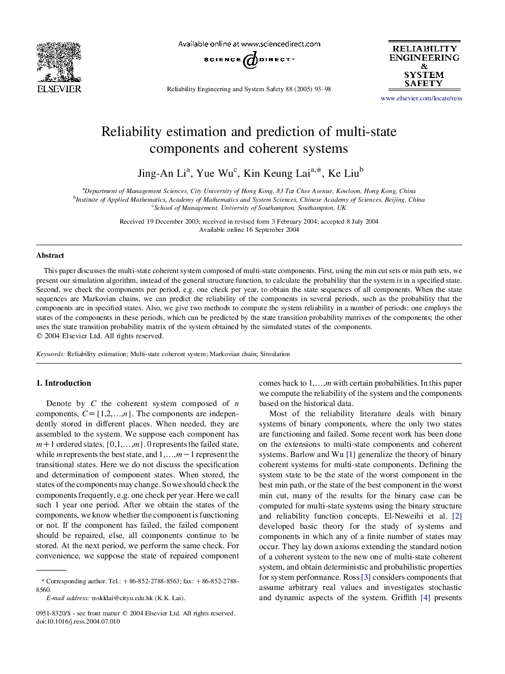 Reliability estimation and prediction of multi-state components and coherent systems