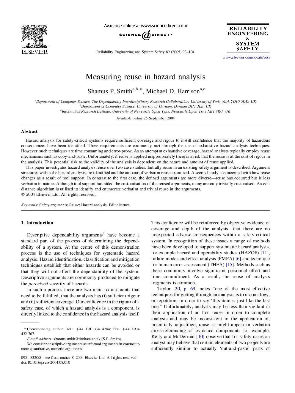 Measuring reuse in hazard analysis