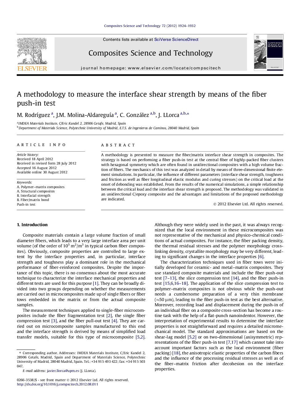 A methodology to measure the interface shear strength by means of the fiber push-in test