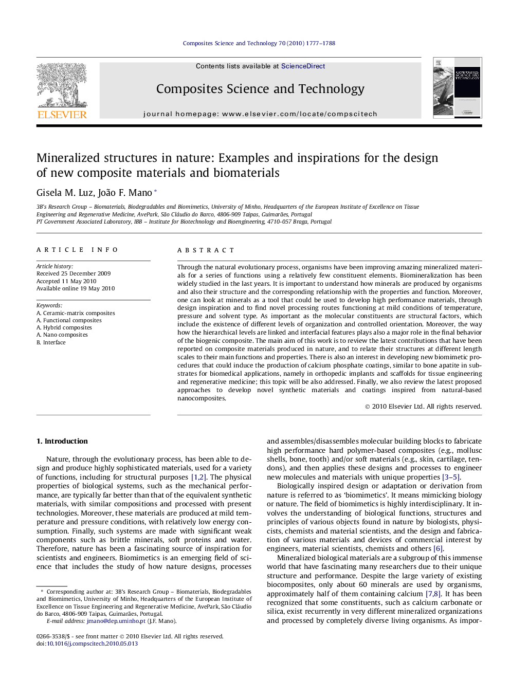 Mineralized structures in nature: Examples and inspirations for the design of new composite materials and biomaterials