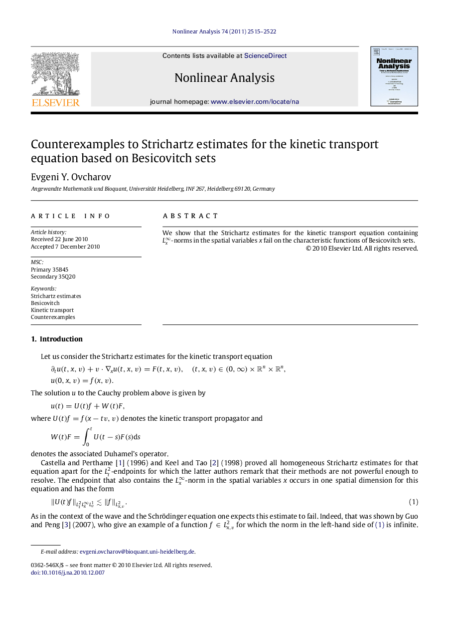 Counterexamples to Strichartz estimates for the kinetic transport equation based on Besicovitch sets