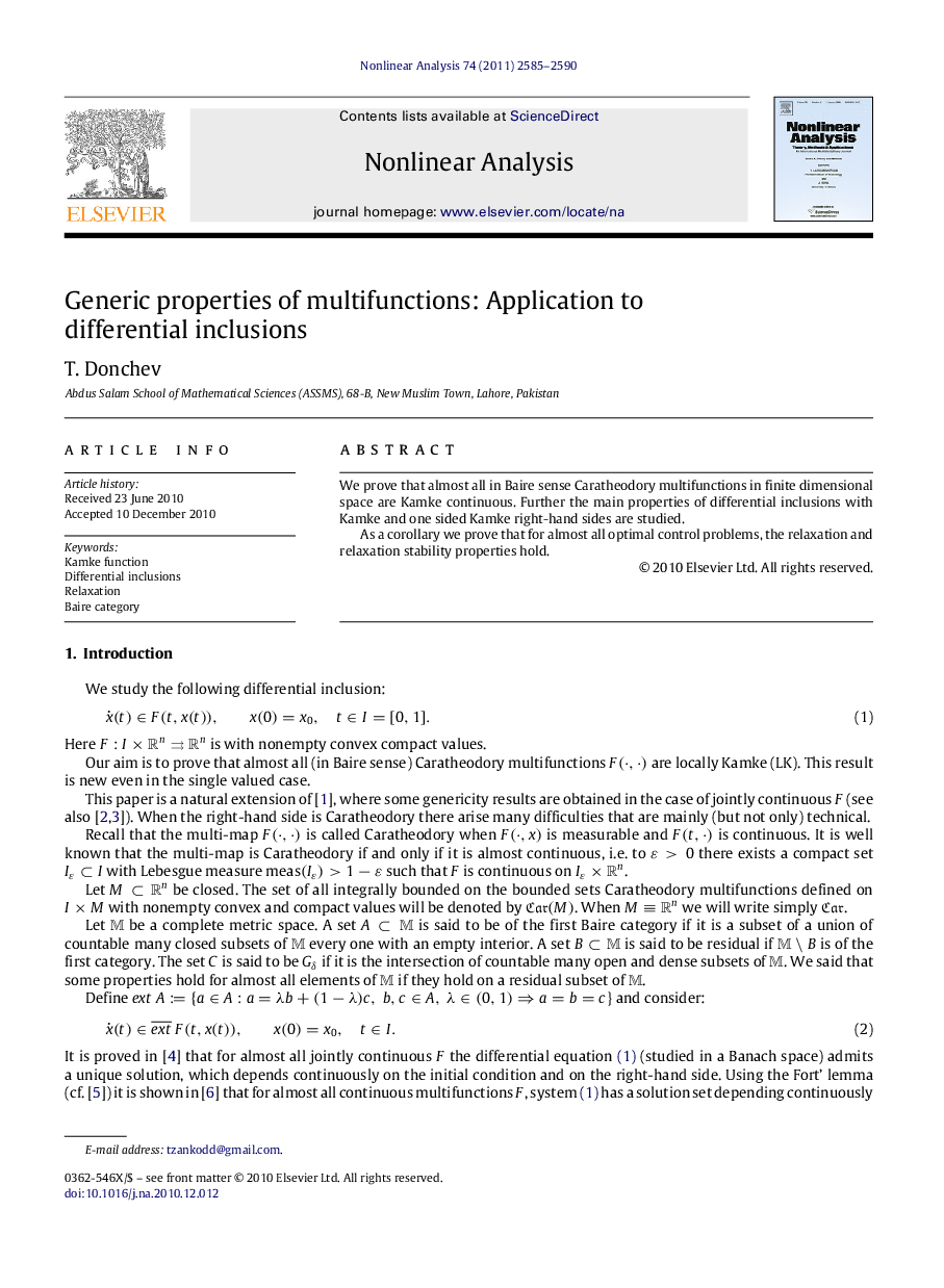 Generic properties of multifunctions: Application to differential inclusions