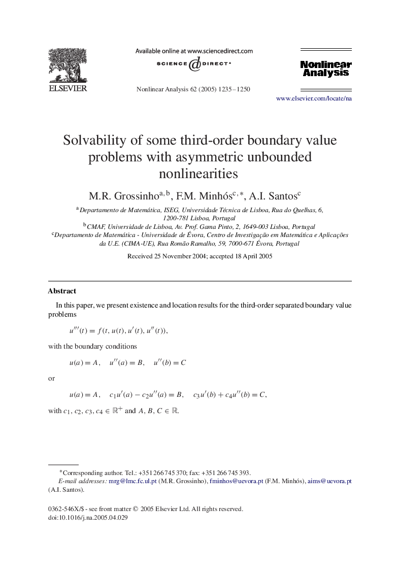 Solvability of some third-order boundary value problems with asymmetric unbounded nonlinearities