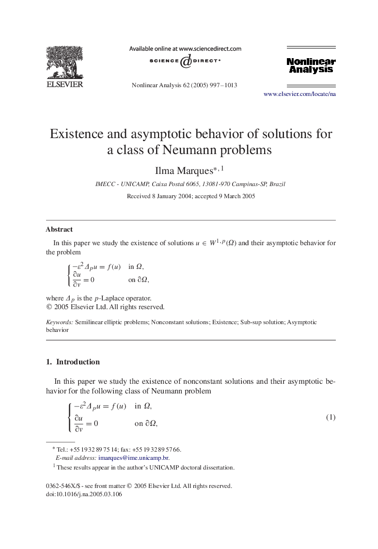 Existence and asymptotic behavior of solutions for a class of Neumann problems