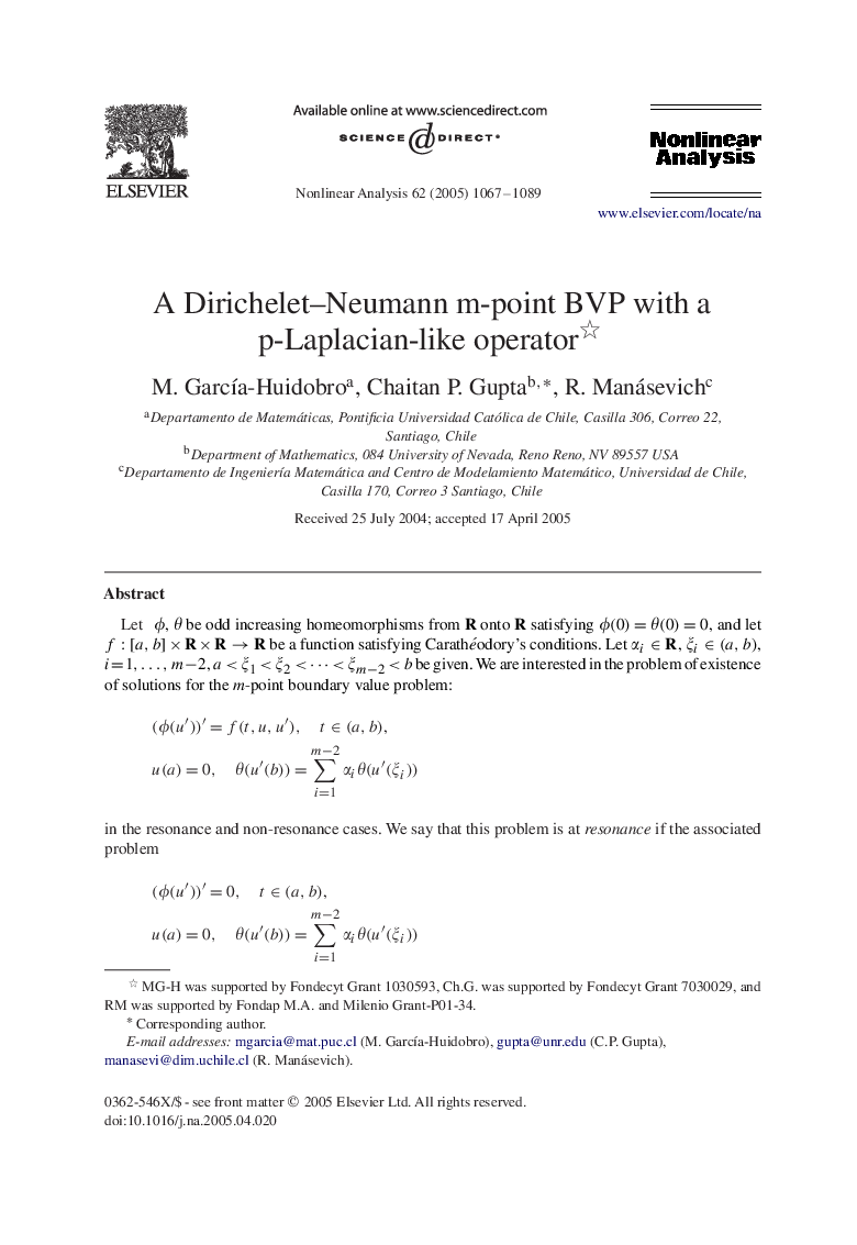 A Dirichelet-Neumann m-point BVP with a p-Laplacian-like operator