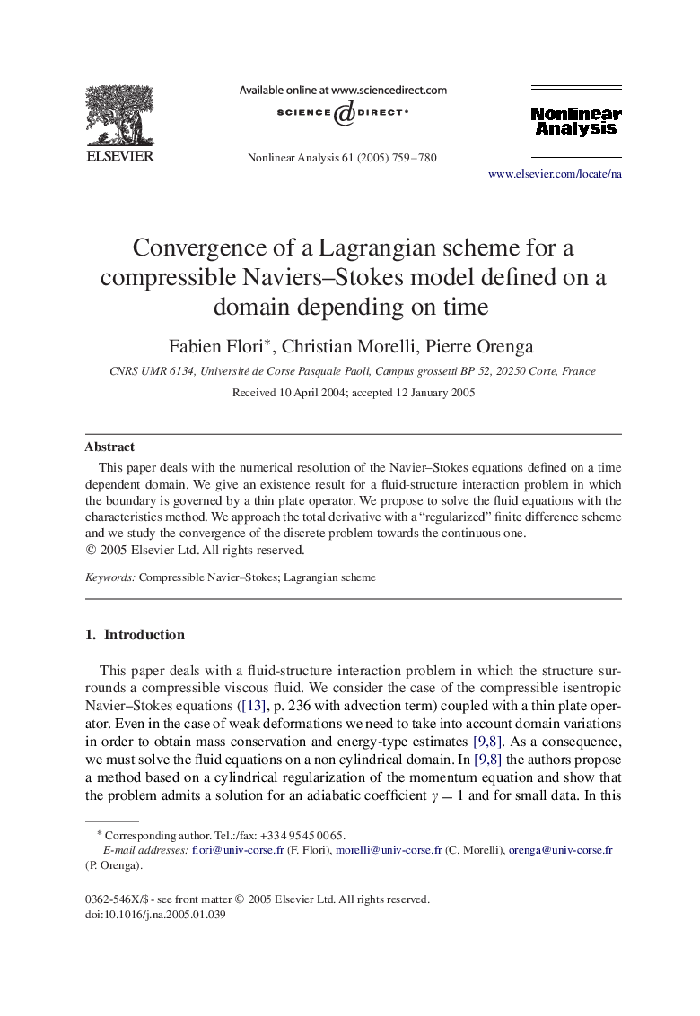 Convergence of a Lagrangian scheme for a compressible Naviers-Stokes model defined on a domain depending on time