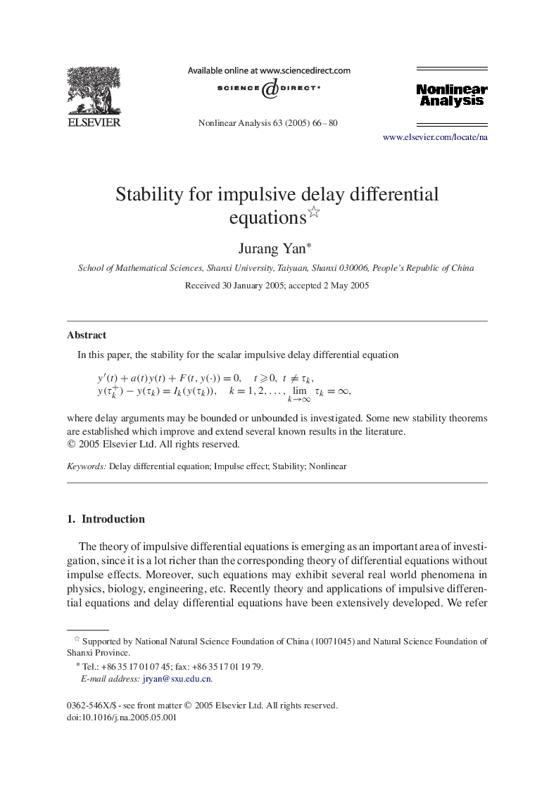 Stability for impulsive delay differential equations