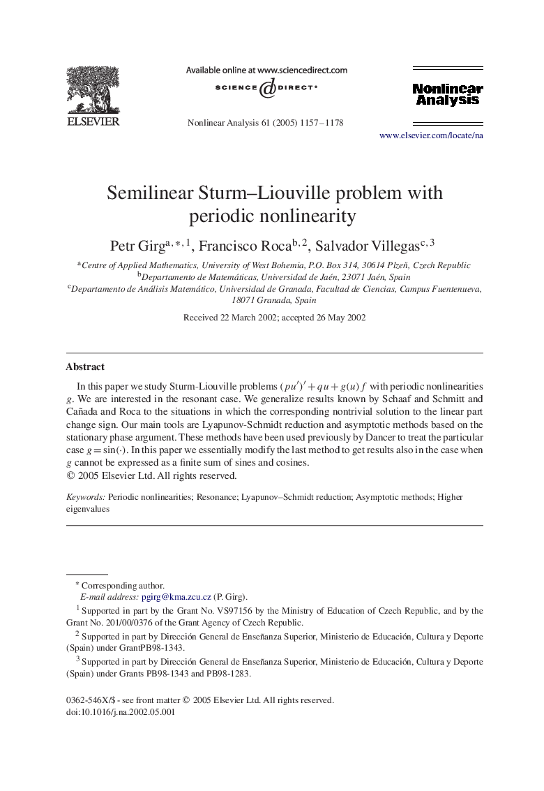 Semilinear Sturm-Liouville problem with periodic nonlinearity