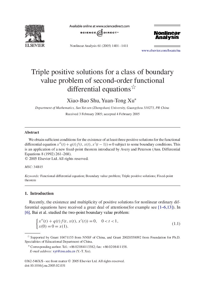 Triple positive solutions for a class of boundary value problem of second-order functional differential equations